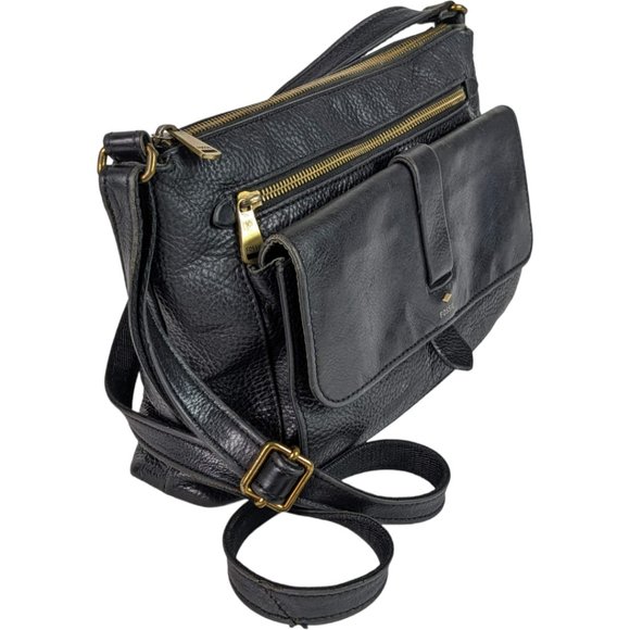 Fossil Kinley Large Crossbody Purse Handbag in Black Leather - Picture 2 of 16